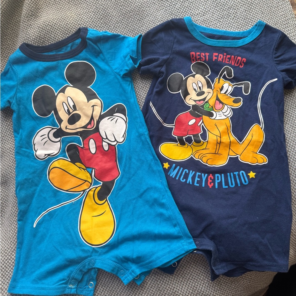Disney Mickey Mouse Baby Navy and Teal Romper Set